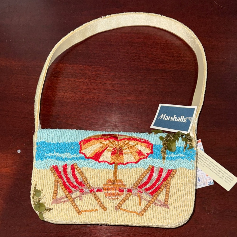 Beach Chairs Beaded Shoulder Bag